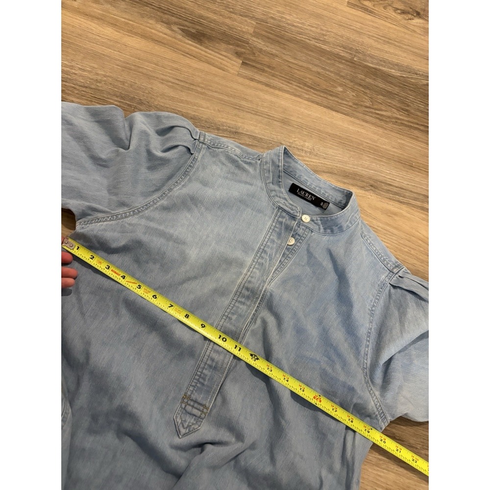 Lauren Ralph Lauren Denim V-Neck Tunic Dress Short Sleeve Blue Cotton XL - Picture 6 of 6